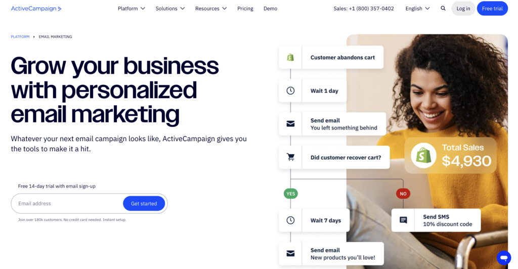 ActiveCampaign vs Mailchimp: activecampaign features 